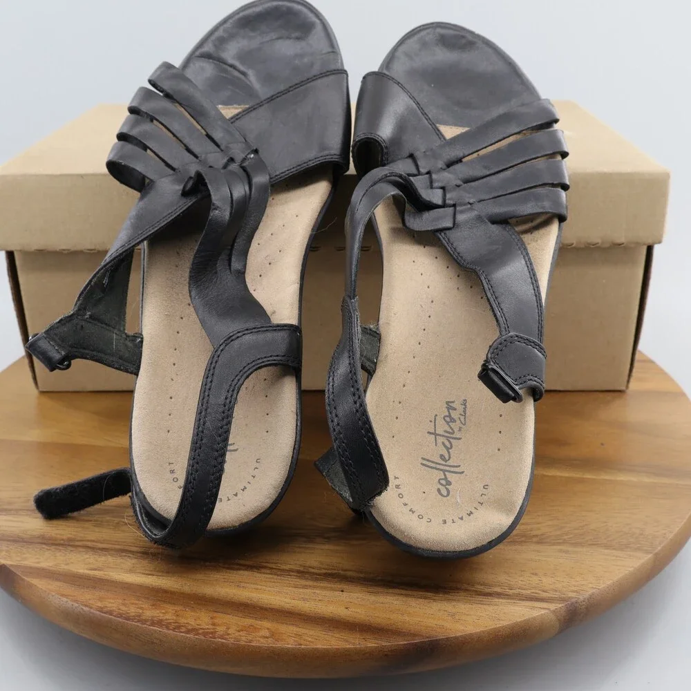 Clarks Collection Loomis Sandals Women's Size 8.5M Strappy Sandal Black - Picture 7 of 9
